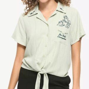 Princess and the Frog woven button up shirt with tie front and collar.